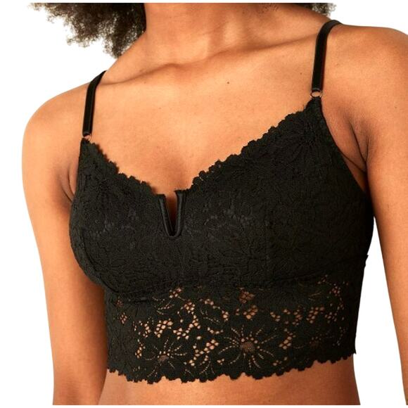 VICTORIA'S SECRET NWT Small‎ Black Lace Wireless Lined Bustier Push Up Bralette - Picture 1 of 7